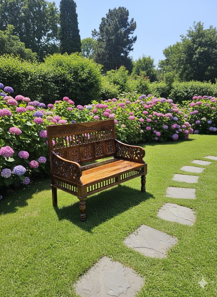 Royal Sheesham Wood 2-Seater Sofa Bench - Image 4