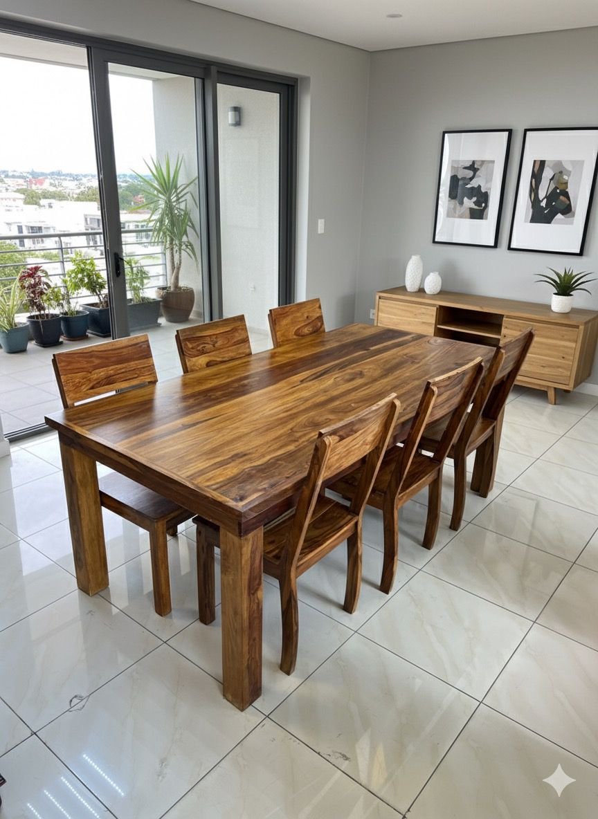 Exotic Sheesham Wood 6-Seater Dining Set - Image 3