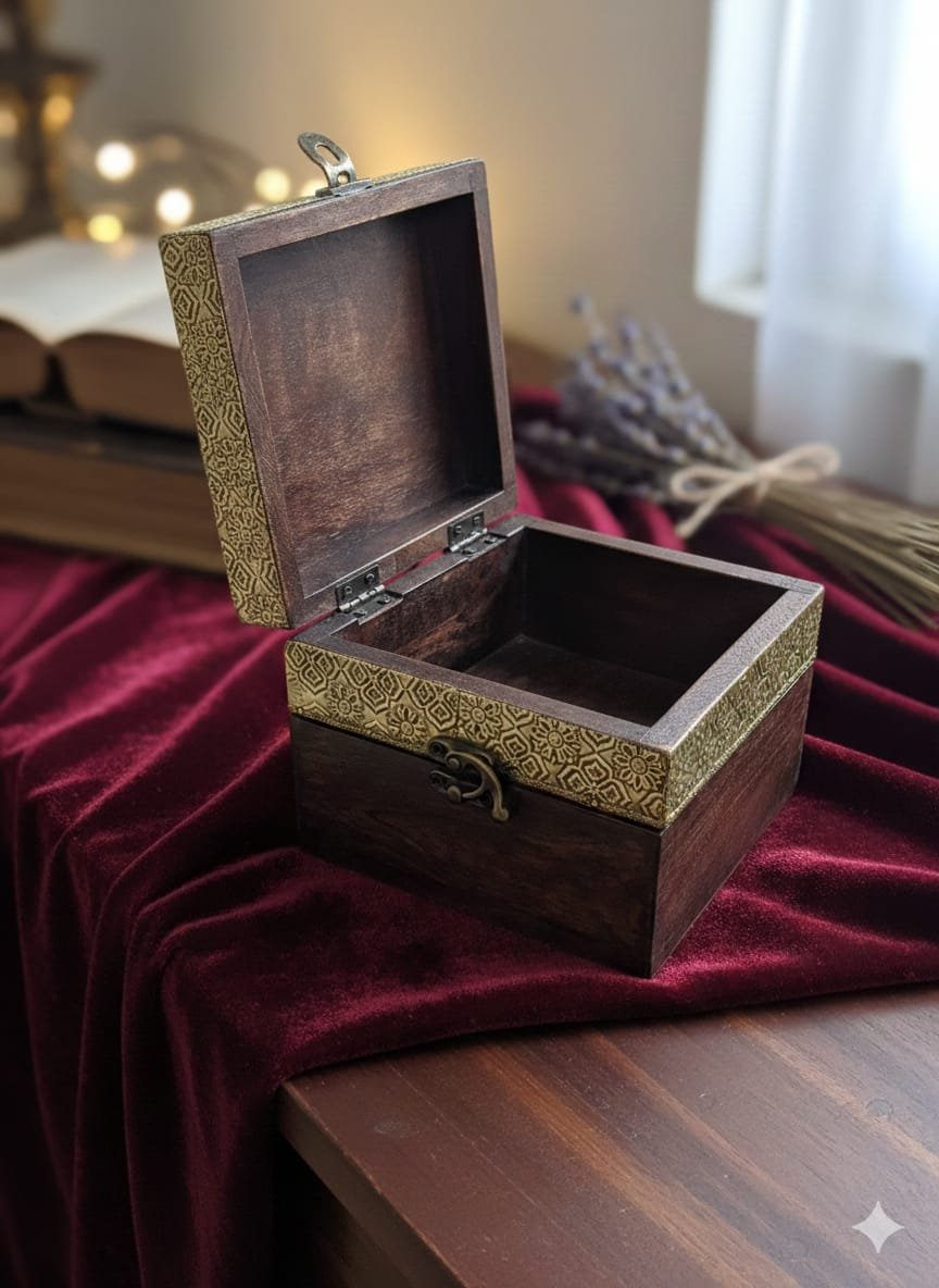 Hand-Carved Wooden Jewelry & Memory Box - Image 5