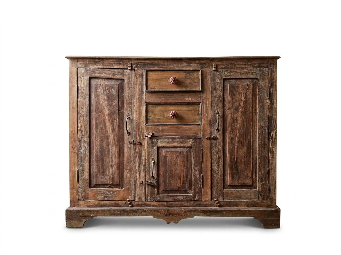 Antique Reclaimed Wood Multi-Compartment Sideboard