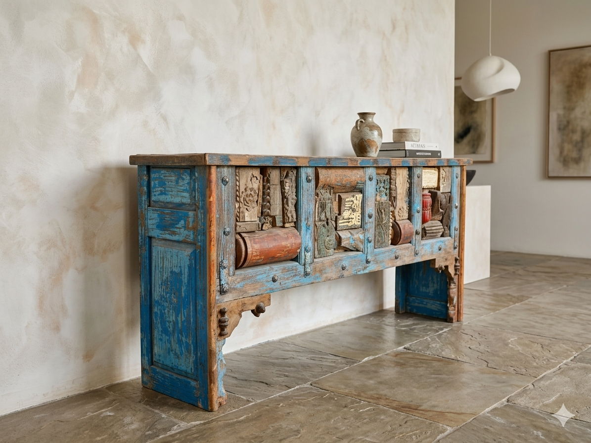 Vintage Reclaimed Wooden Console Table