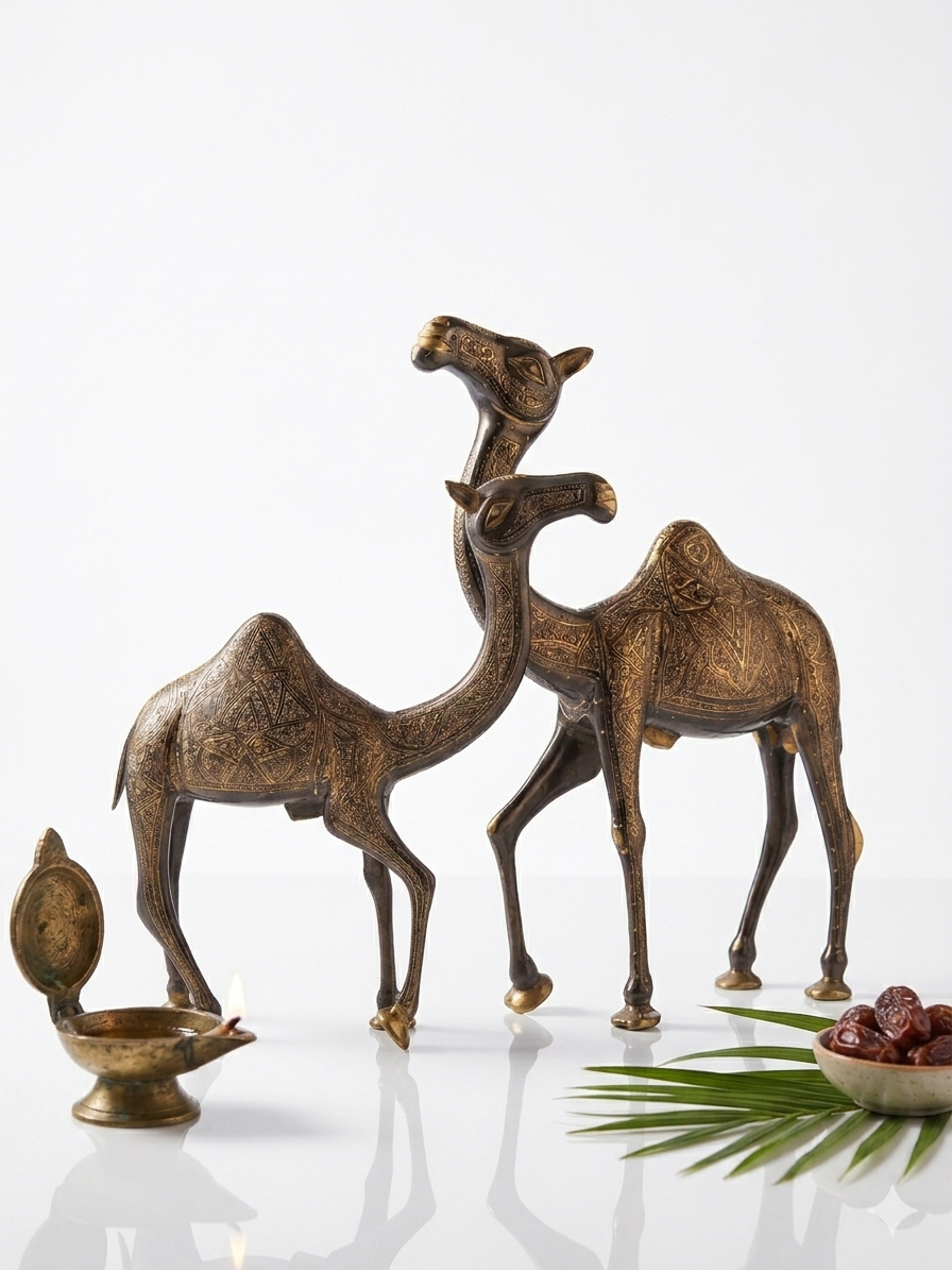 Majestic Brass Camel Pair – Handcrafted Decorative Statues - Image 3