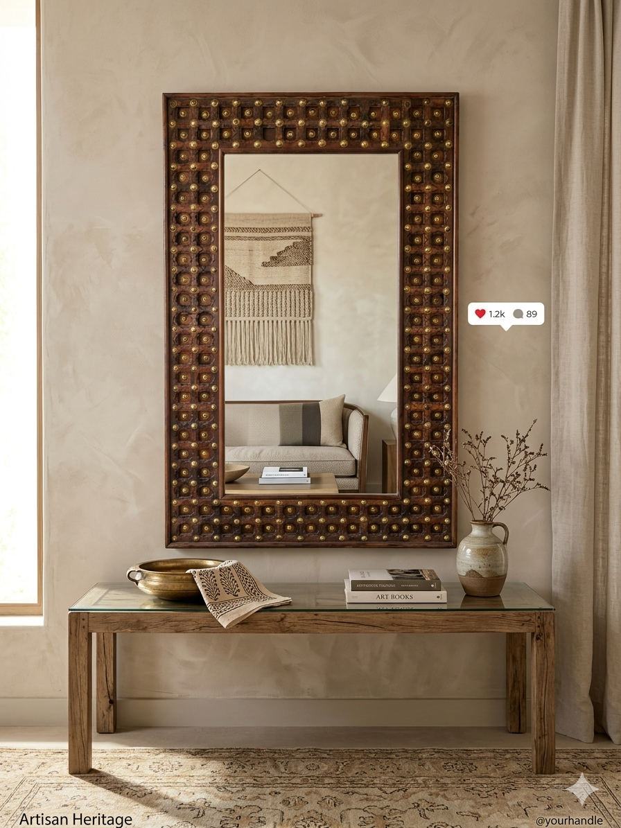 Handcrafted Solid Wood Mirror Frame - Image 2
