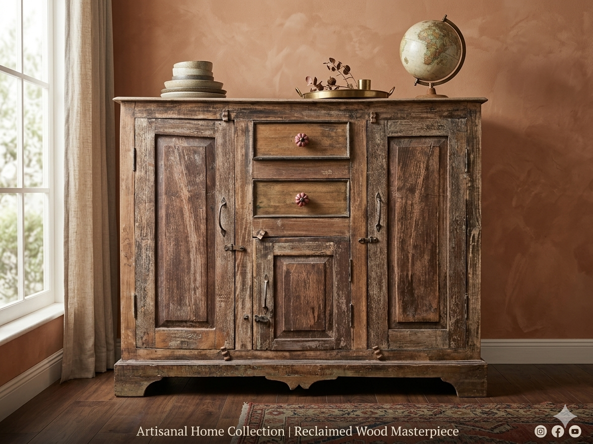 Antique Reclaimed Wood Multi-Compartment Sideboard - Image 2