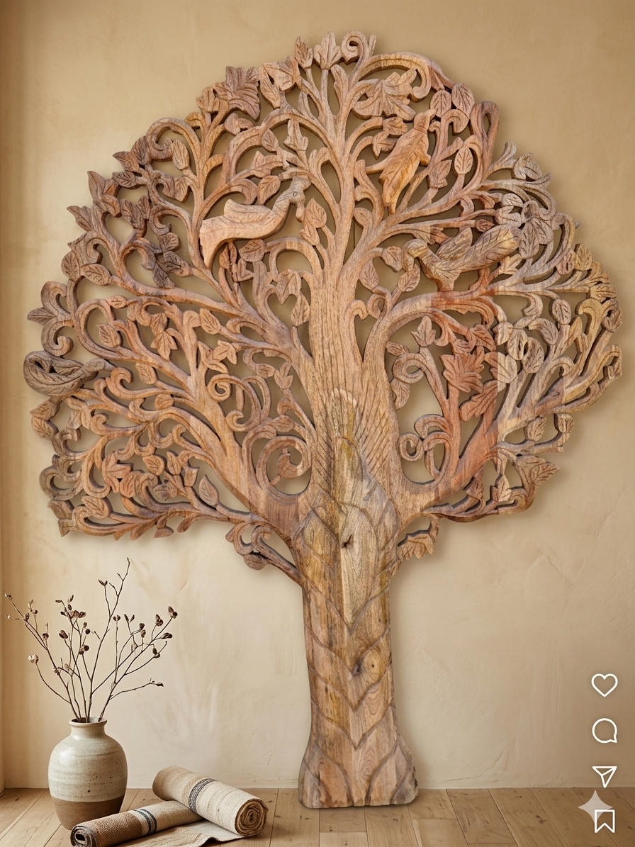 Handcrafted "Tree of Life" Solid Wood Wall Panel