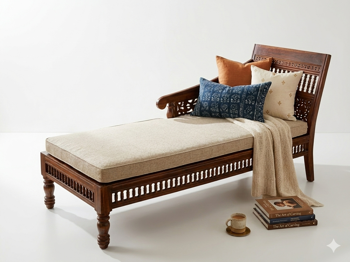 Handcrafted Sheesham Wood Luxury Diwan / Daybed