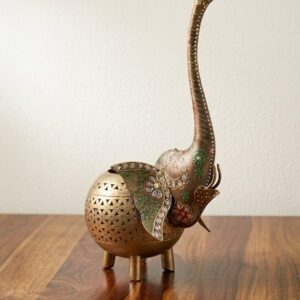 Hand-Painted Brass-Finish Elephant Figurine