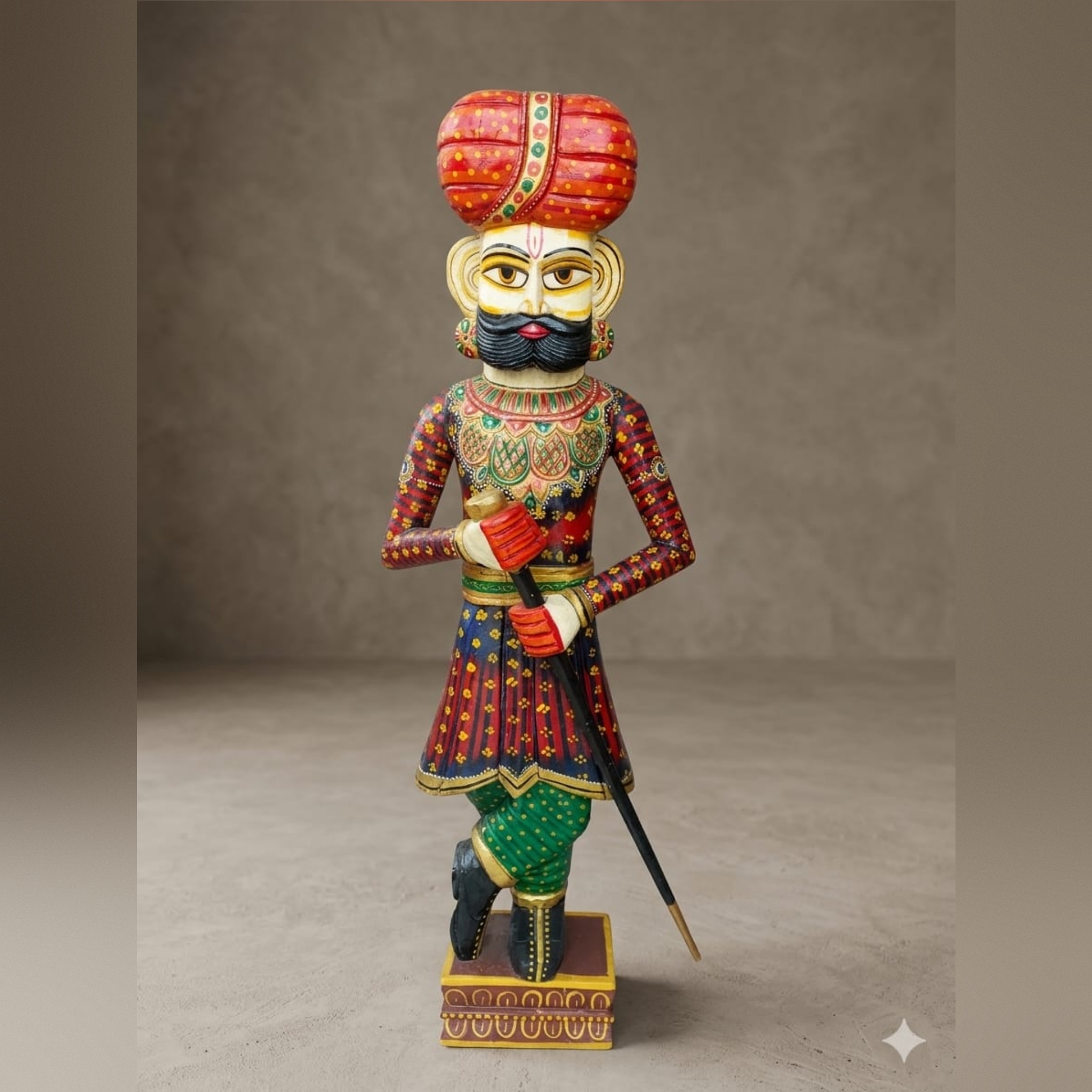 Hand-Painted Rajasthani Wooden Soldier(150cm)