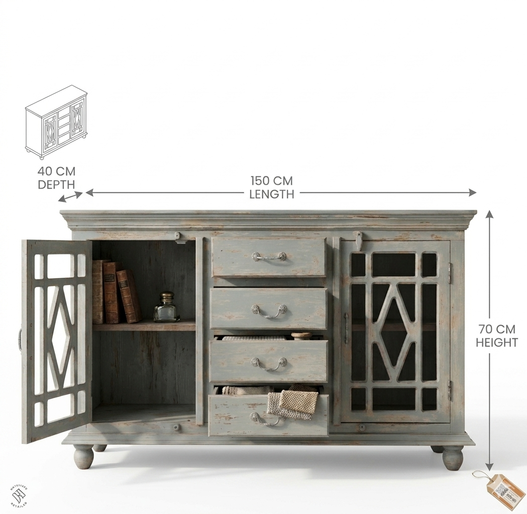 Geometric Distressed Sideboard - Image 4