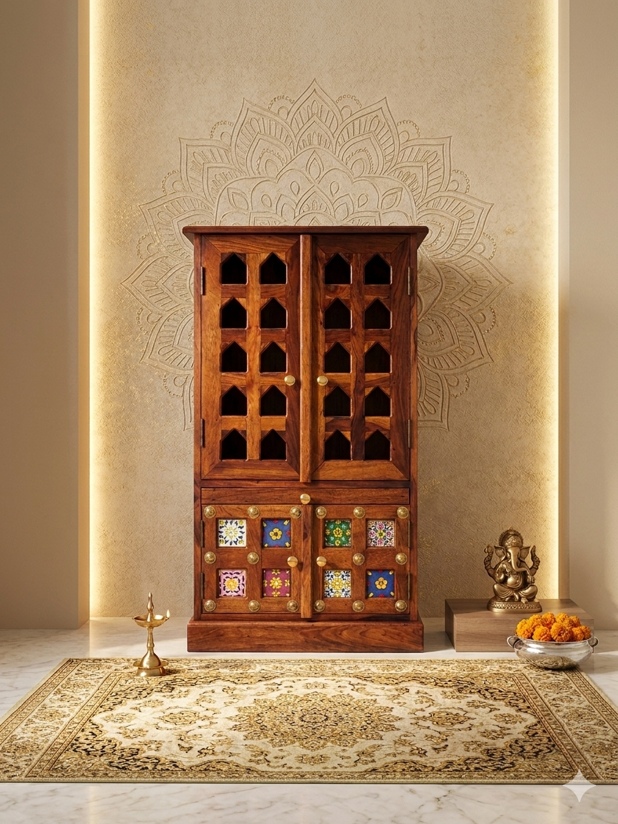 Handcrafted Sheesham Wood Temple Unit - Image 2