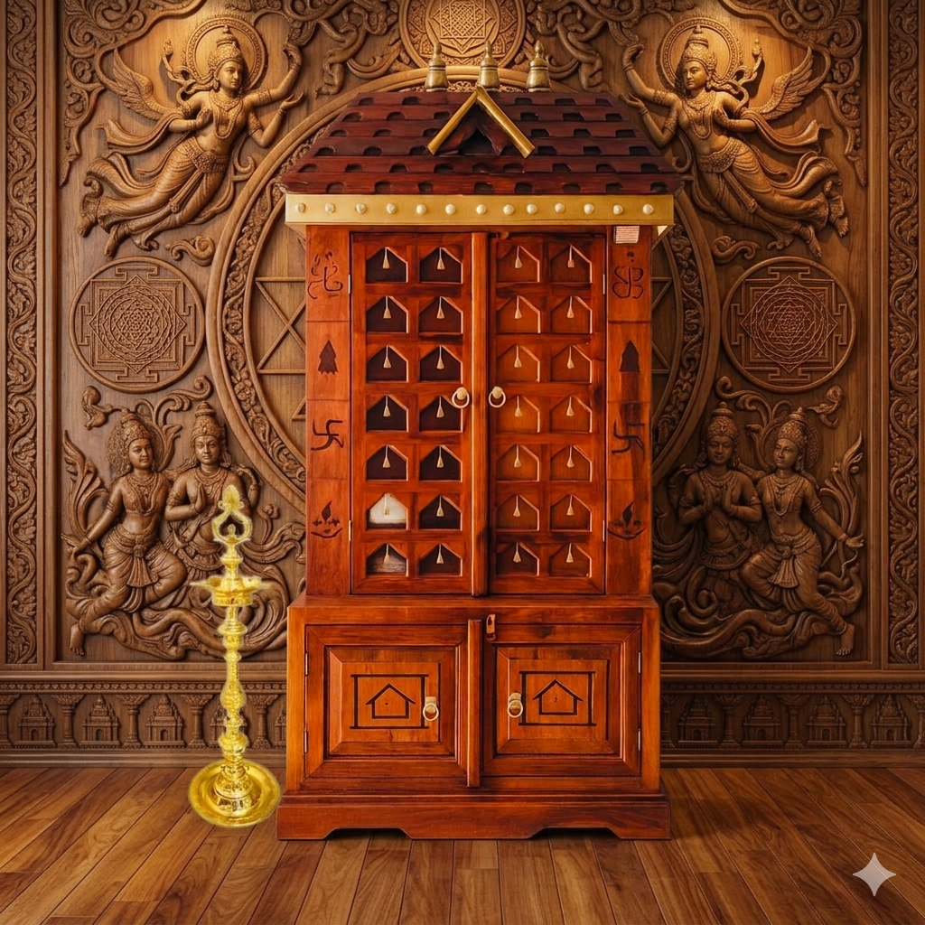 Exquisite Handcrafted Sheesham Wood Temple Unit - Image 3