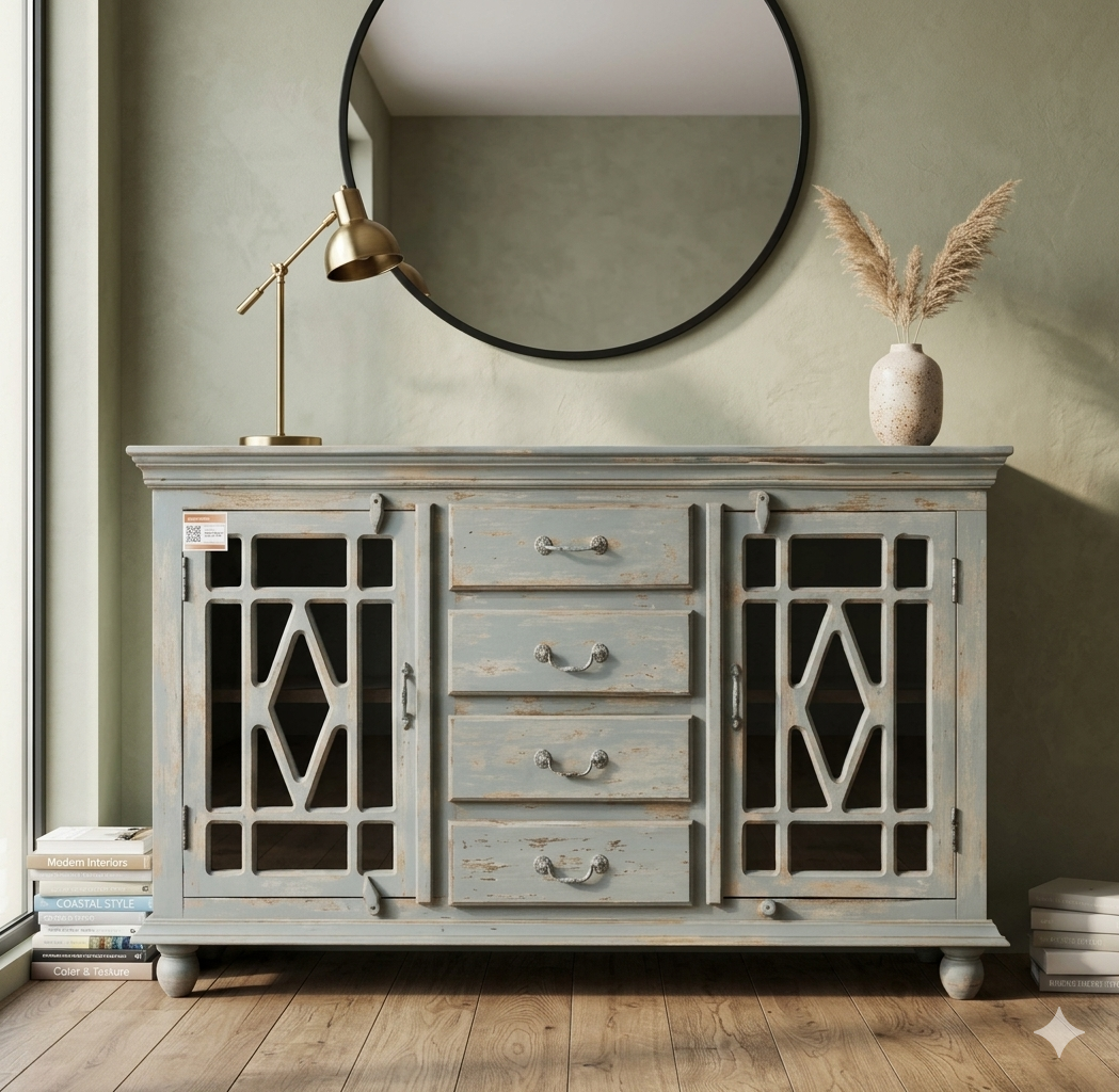 Geometric Distressed Sideboard - Image 3