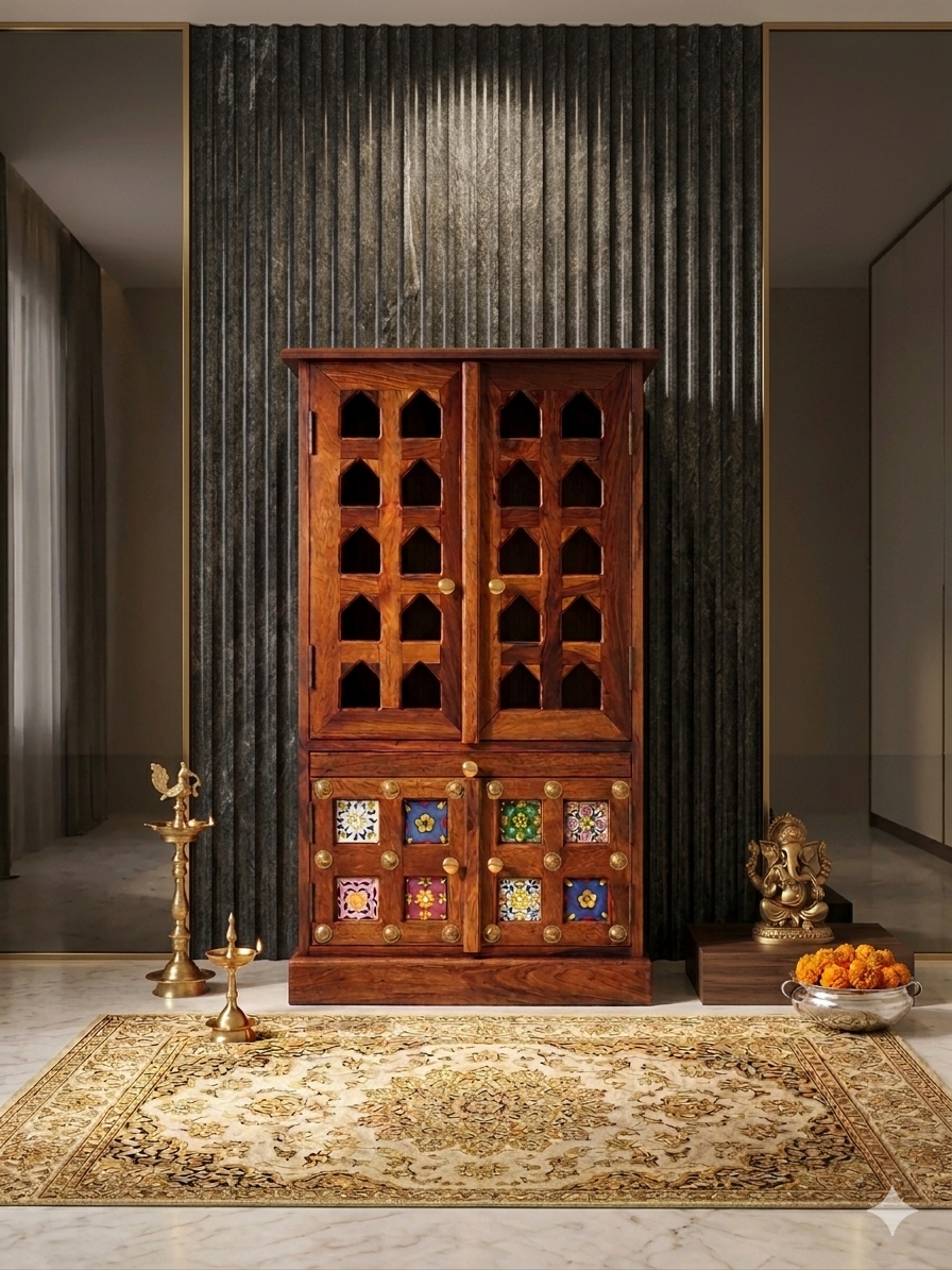 Handcrafted Sheesham Wood Temple Unit - Image 3