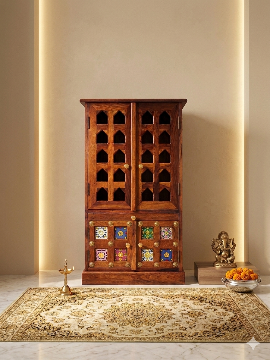 Handcrafted Sheesham Wood Temple Unit - Image 4