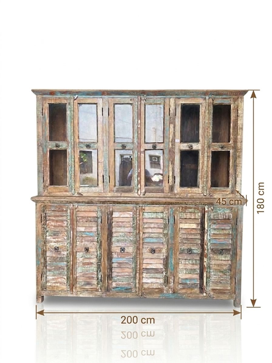 Vintage Reclaimed Solid Wood Crockery Unit - Image 6
