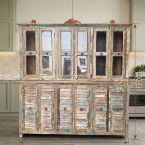 Vintage Reclaimed Solid Wood Crockery Unit