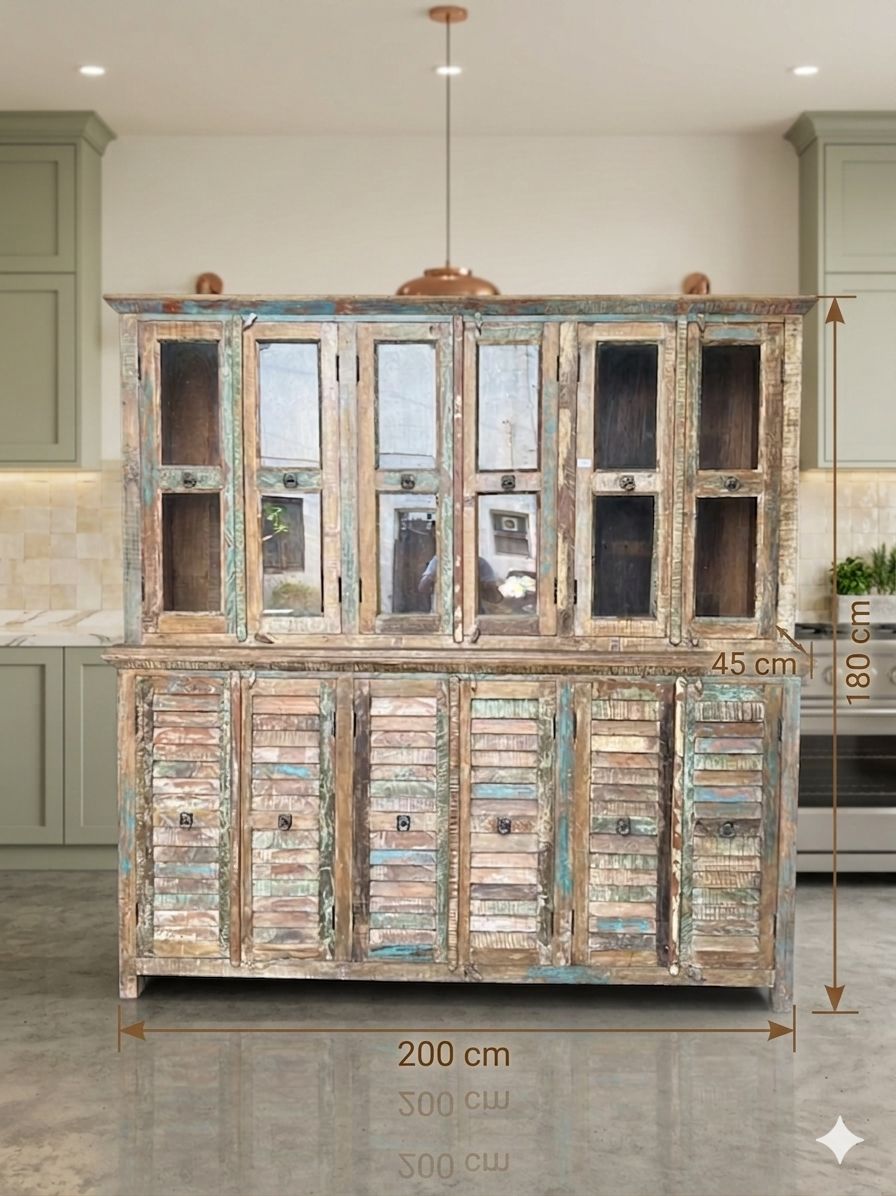 Vintage Reclaimed Solid Wood Crockery Unit