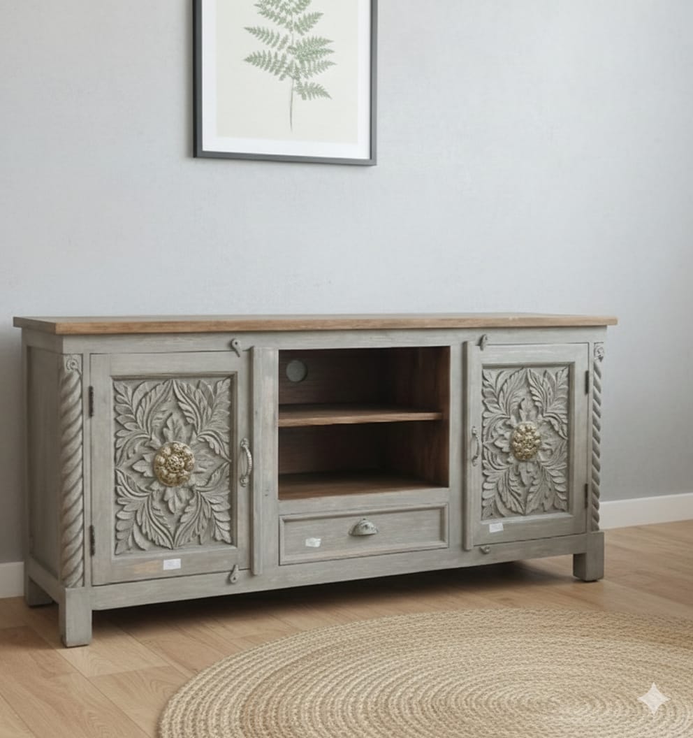 Hand-Carved TV Unit for Elegant Living - Image 2