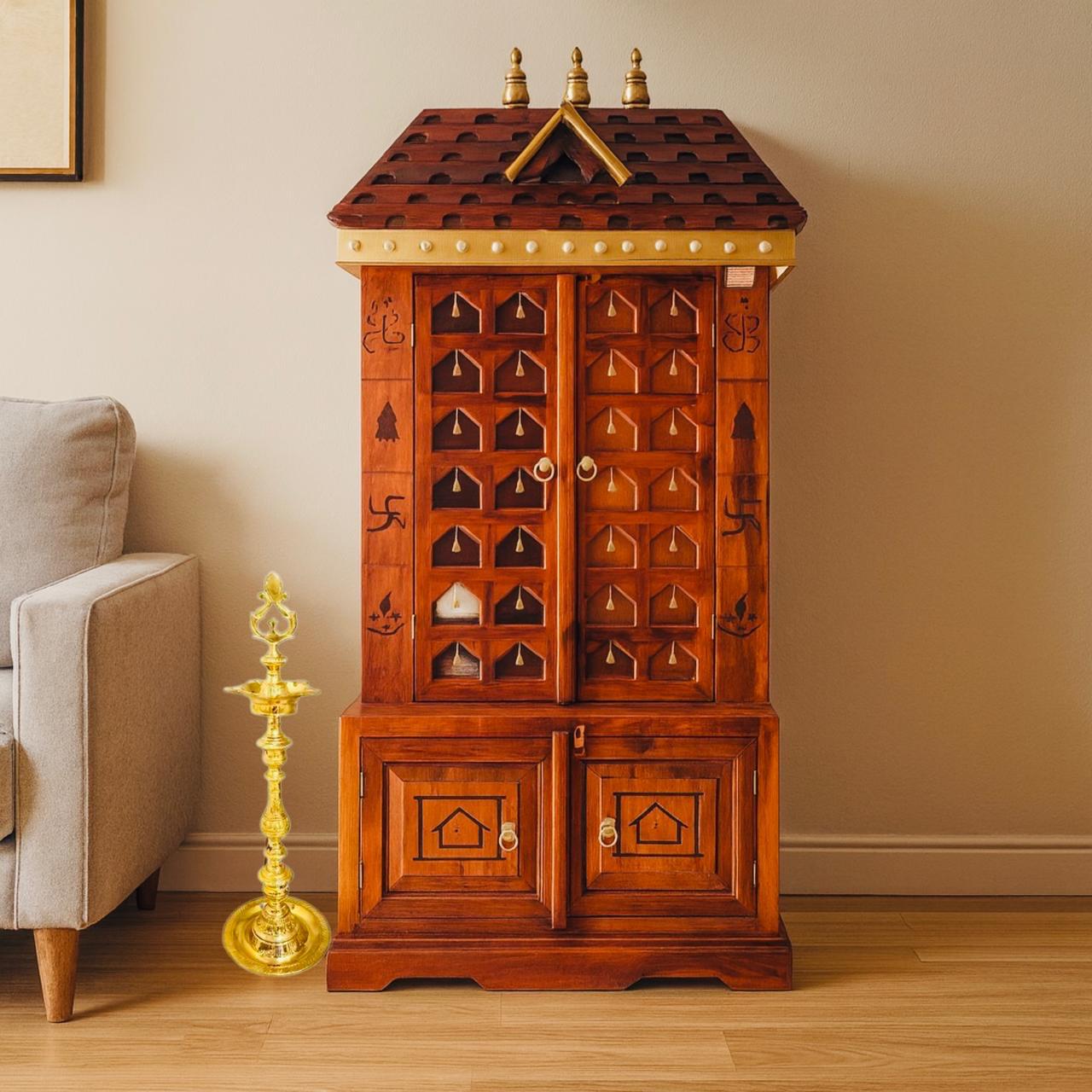 Exquisite Handcrafted Sheesham Wood Temple Unit - Image 2