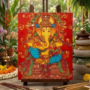 Handpainted Lord Ganesha Canvas Painting