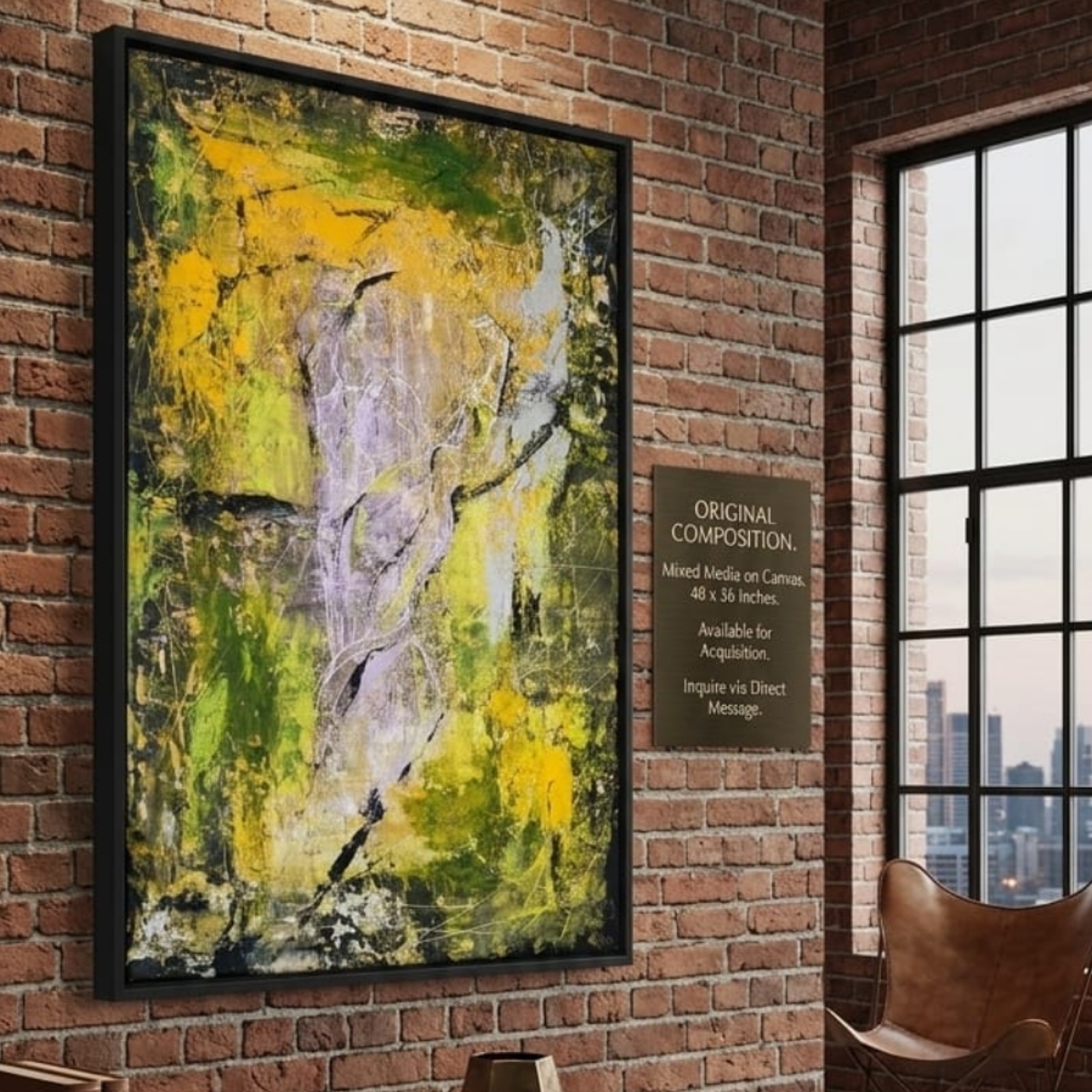 Abstract Green & Gold Modern Wall Art Canvas - Image 3