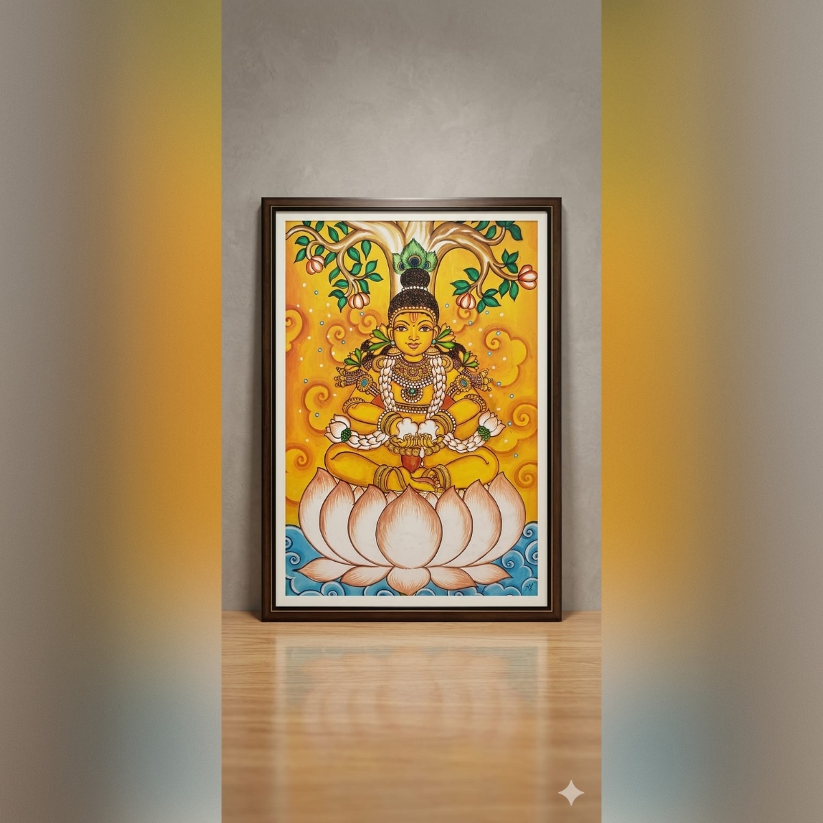 Handpainted Kerala Mural Lord Krishna Painting - Image 2