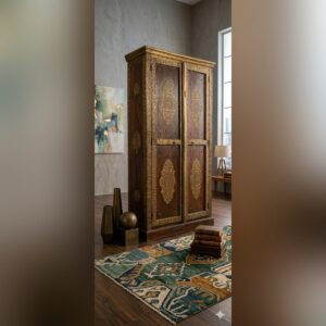 Handcrafted Antique Wooden Wardrobe with Traditional Carved Design