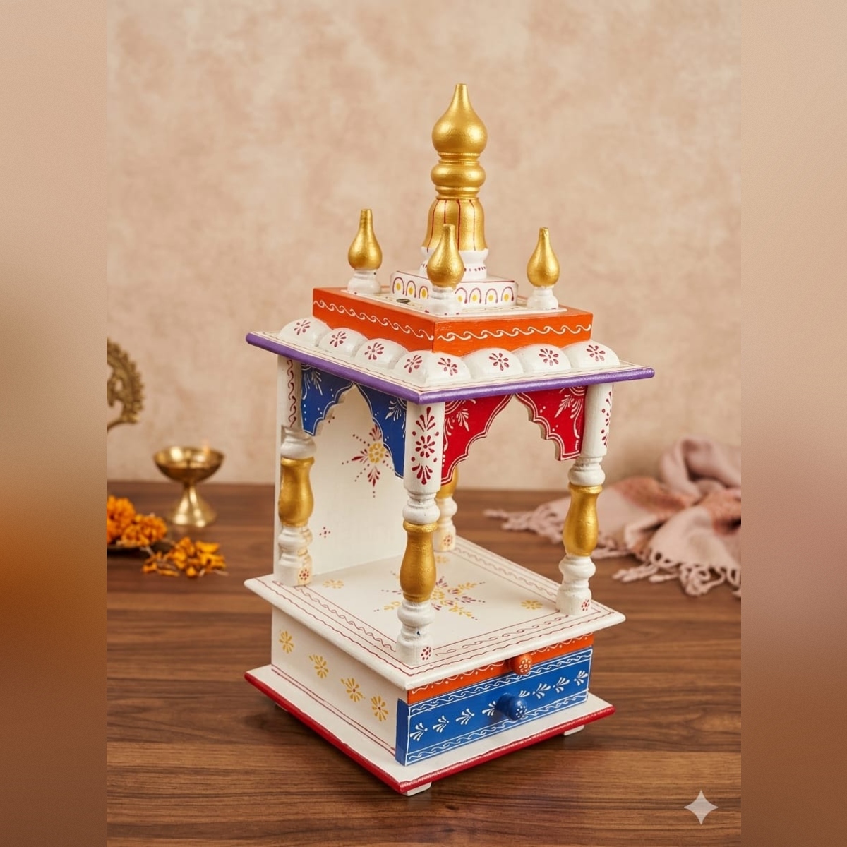 Traditional Handcrafted Temple for Home - Image 3