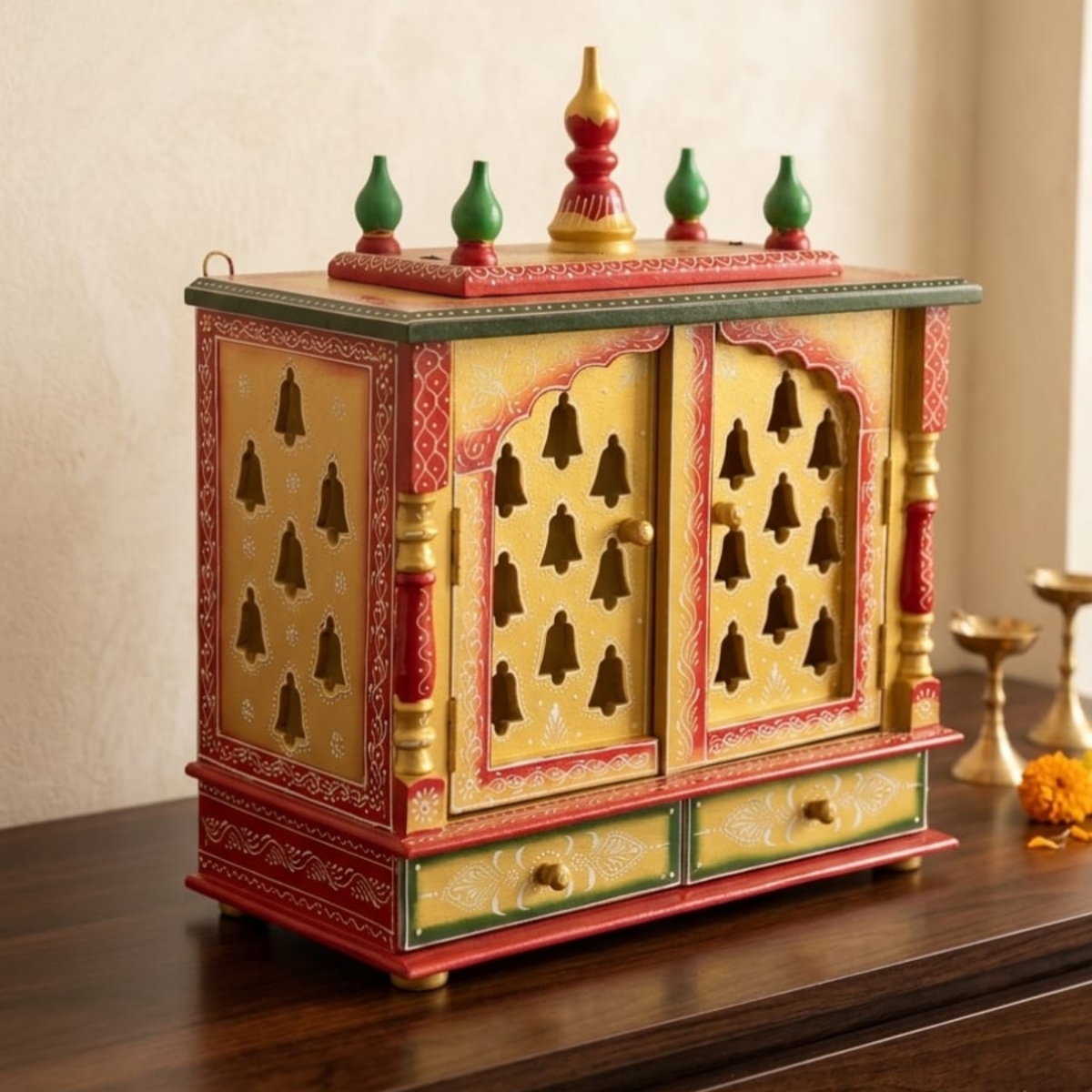 Hand-Painted Puja Mandir for Home - Image 4