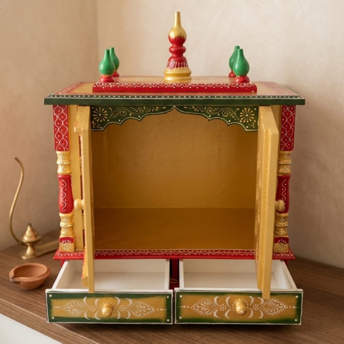 Hand-Painted Puja Mandir for Home - Image 2