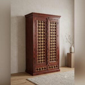 Traditional Handcrafted Solid Wood Wardrobe Cabinet