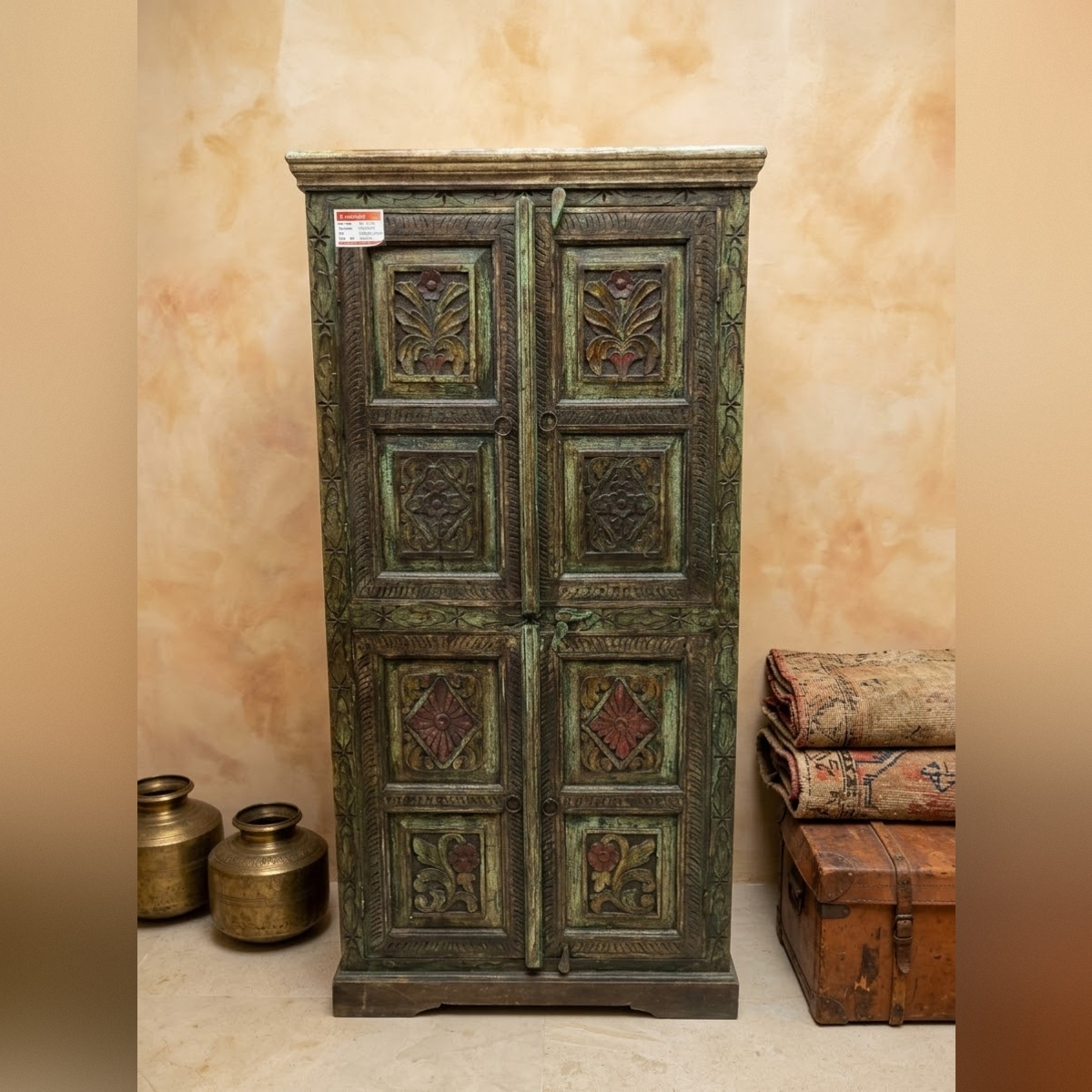 Antique Hand-Carved Wooden wardrobe - Image 2