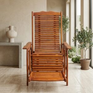 Premium Handcrafted Solid Wood Slatted Lounge Chair