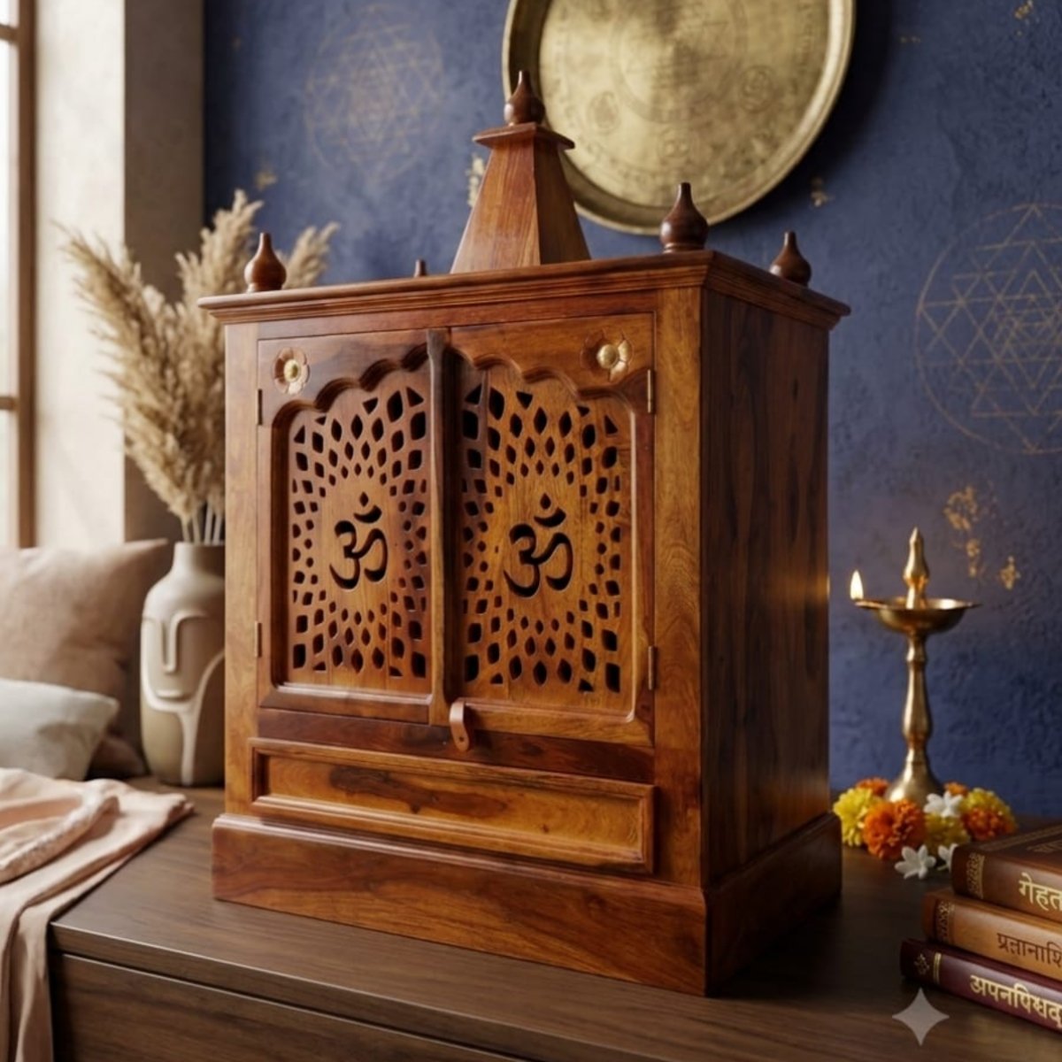 Elegant Solid Wood Pooja Mandir for Home - Image 2