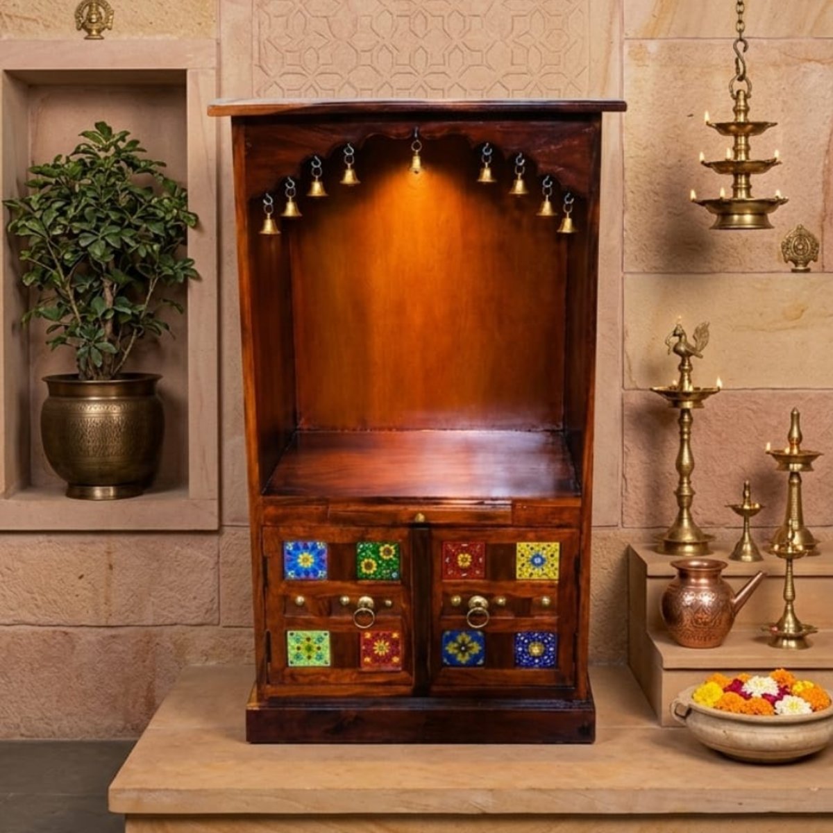 Handcrafted Solid Wood Temple