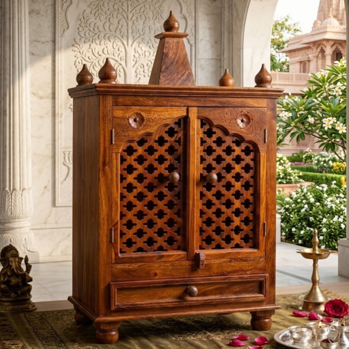 Handcrafted Solid Wood Mandir - Image 3