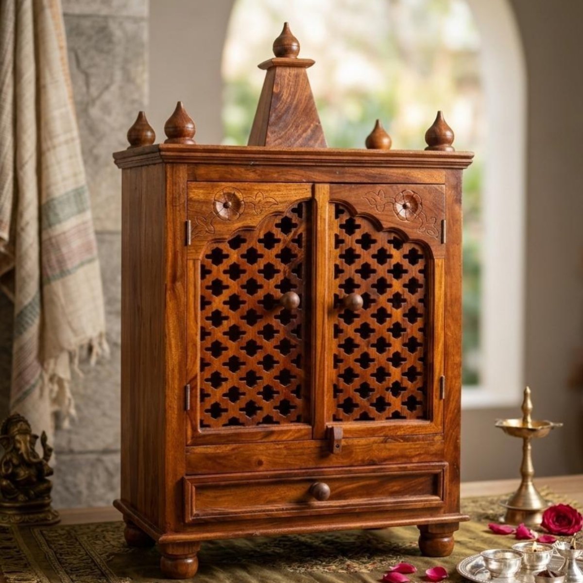 Handcrafted Solid Wood Mandir