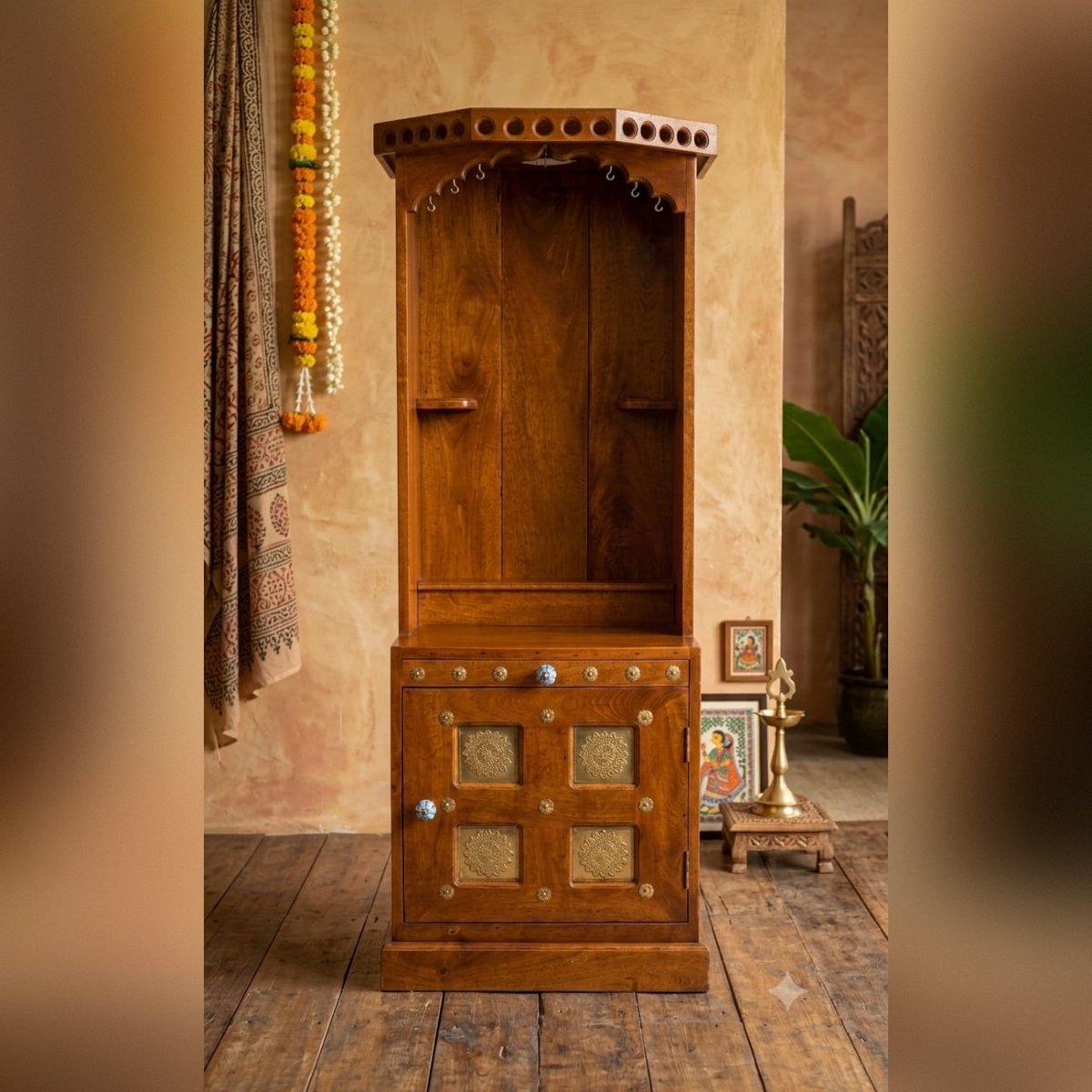 Traditional Solid Wood Pooja Mandir - Image 3