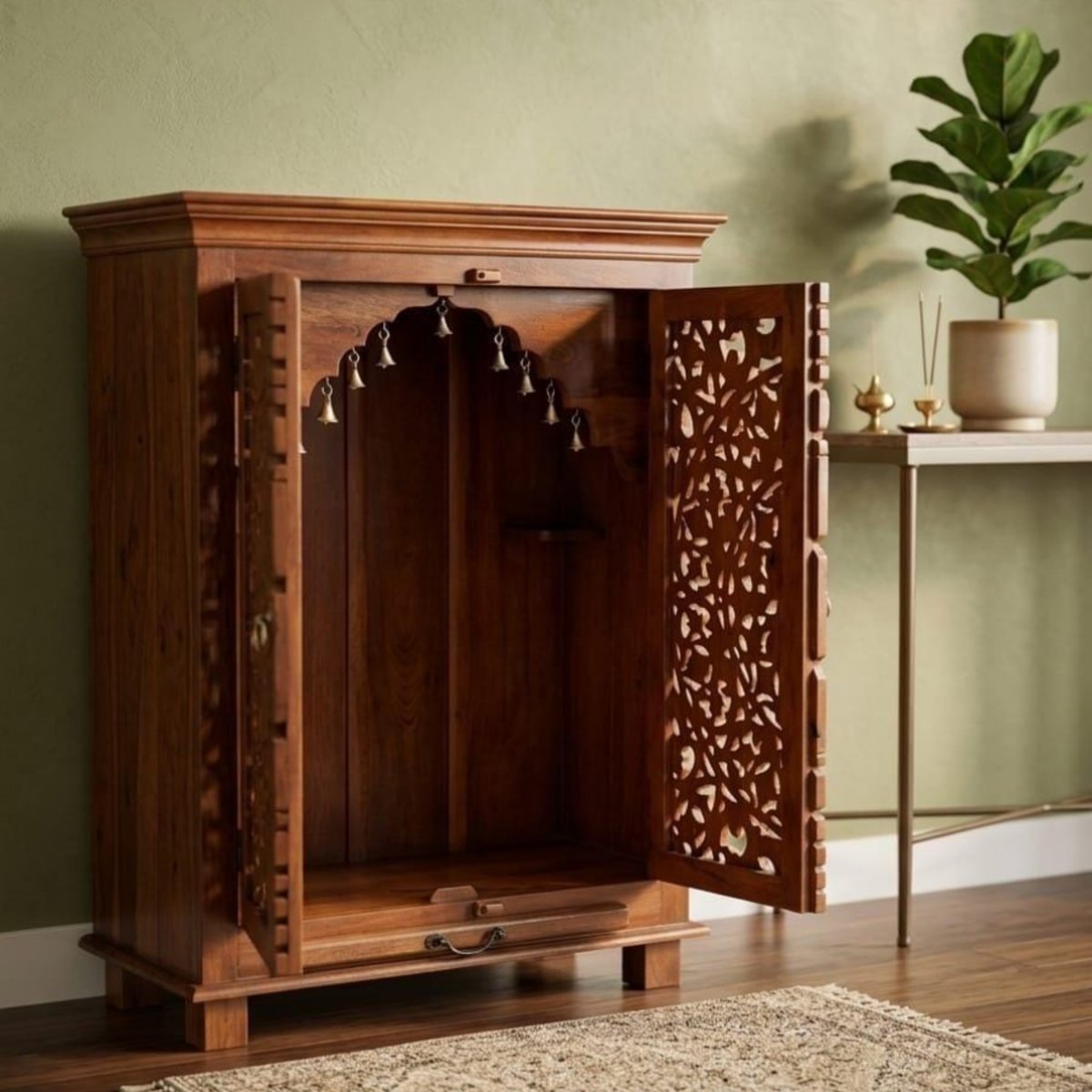 Hand-Carved Solid Wood Home Temple - Image 3