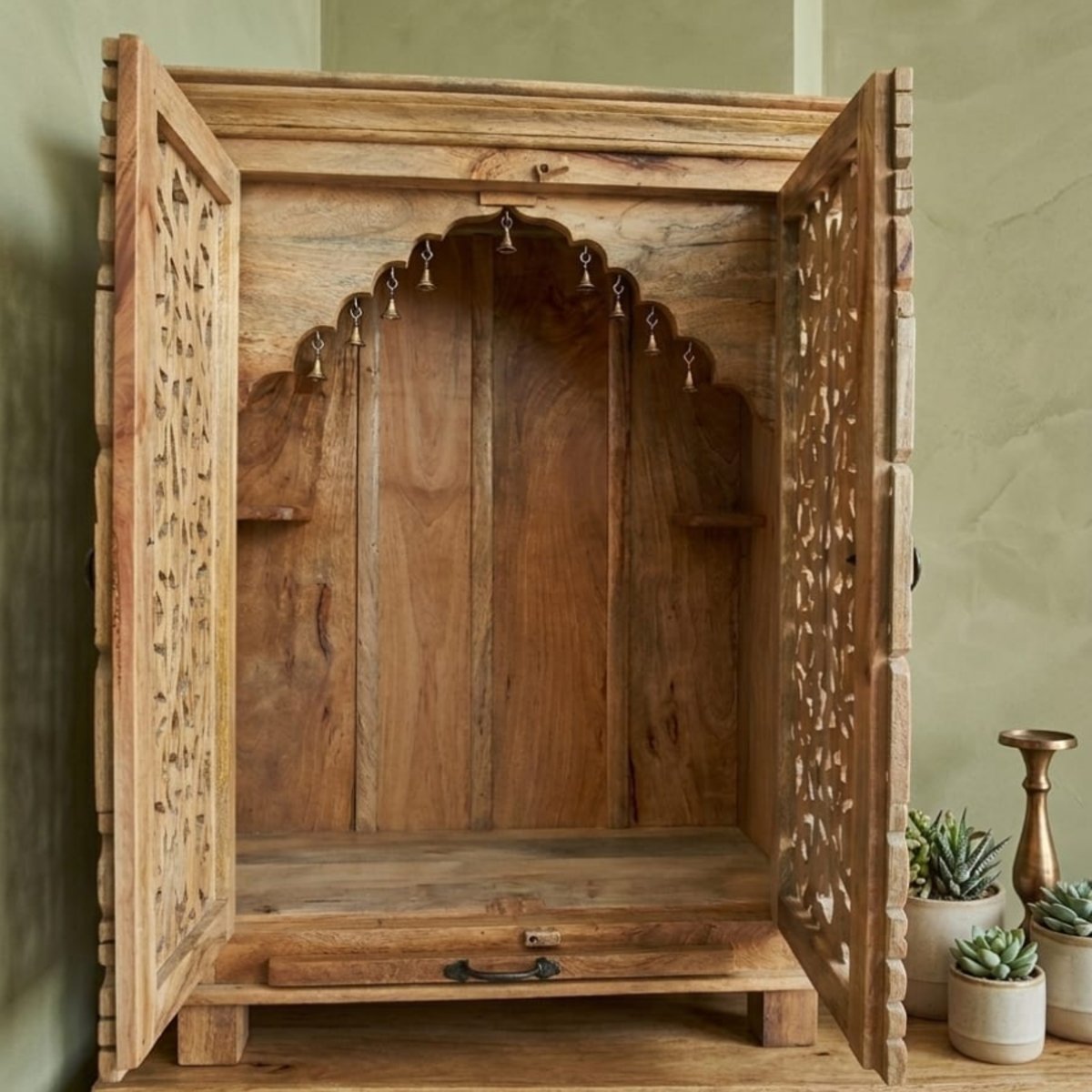 Hand-Carved Solid Wood Home Temple - Image 2