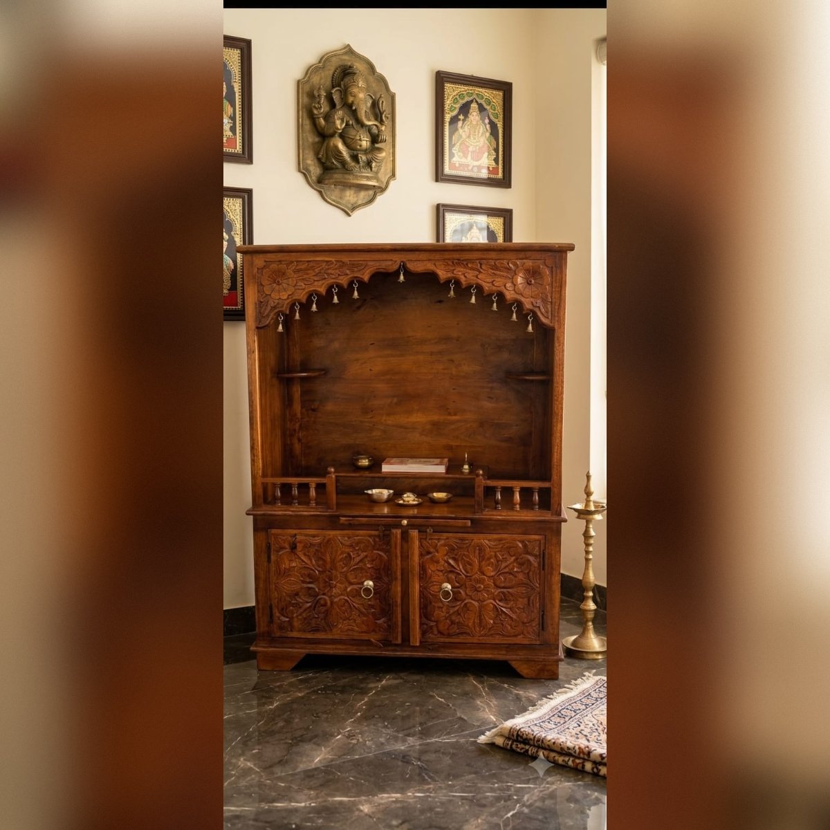 Hand-Carved Wooden Mandir