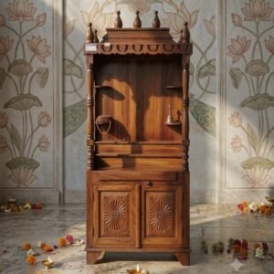 Premium Handcrafted Sheesham Wood Mandir for Home