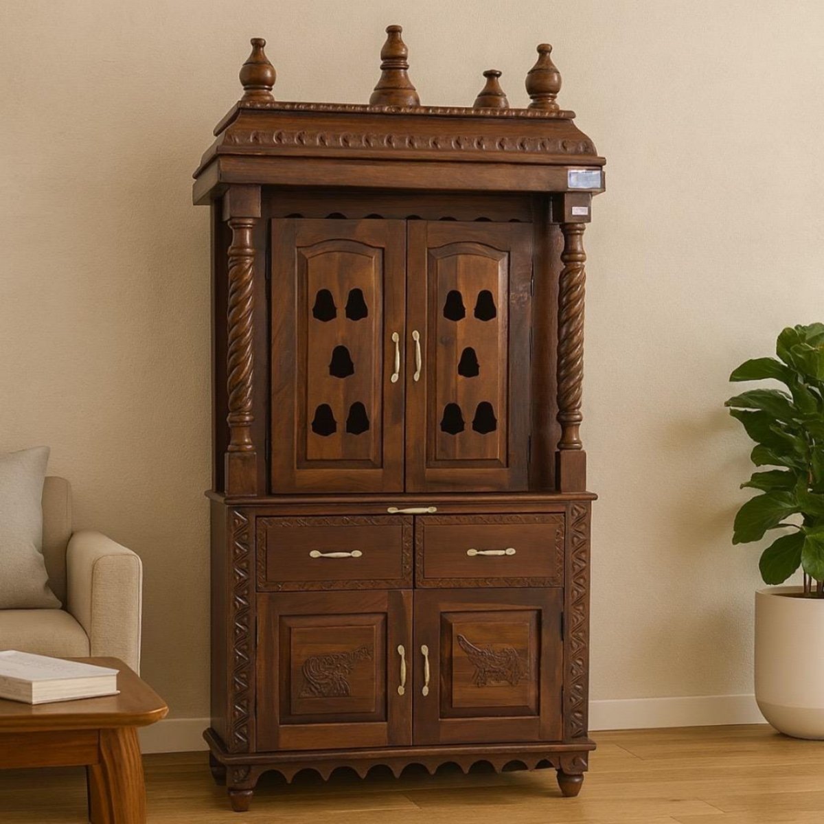 Handcrafted Solid Wood Mandir - Image 3