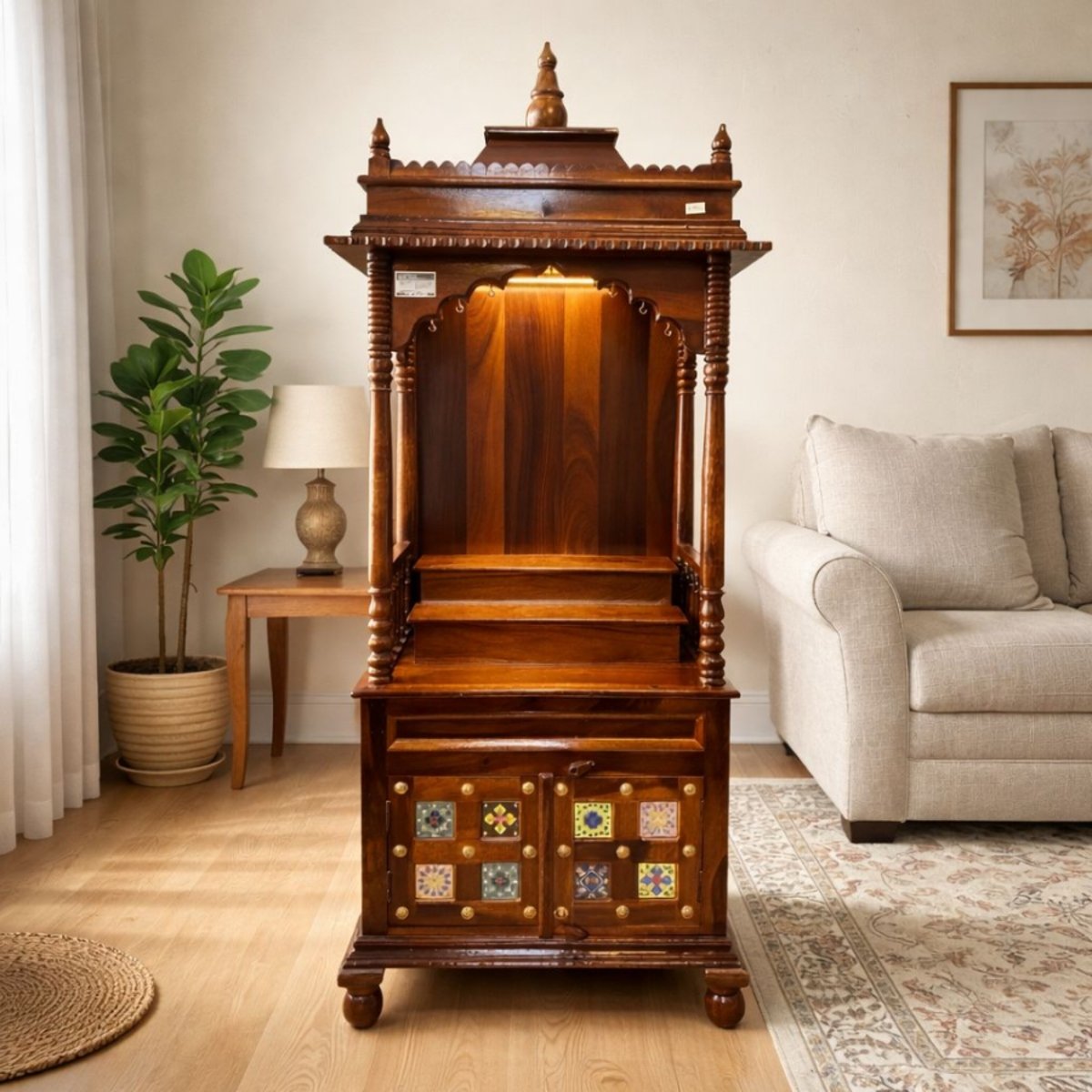 Premium Handcrafted Solid Wood Mandir - Image 3