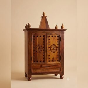 Handcrafted Solid Wood Home Mandir with Doors