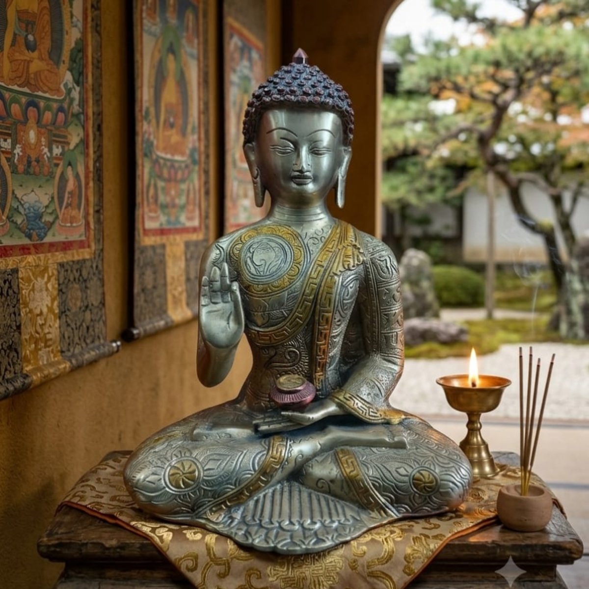 Handcrafted Brass Seated Buddha Idol