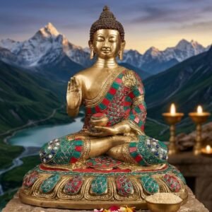Antique Brass Tibetan Buddha Statue