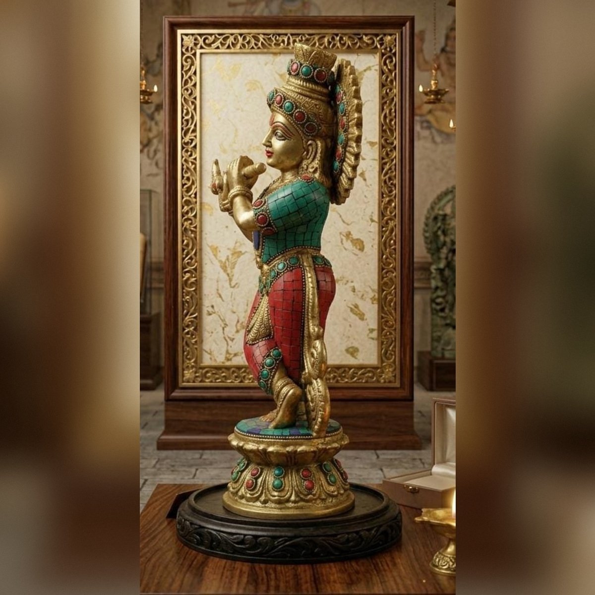Handcrafted Brass Lord Krishna Statue - Image 2