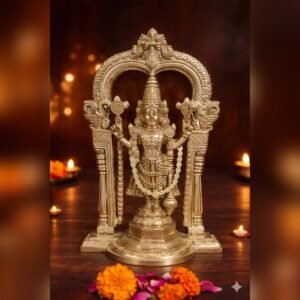 Handcrafted Brass Lord Venkateswara Idol with Prabhavali Frame