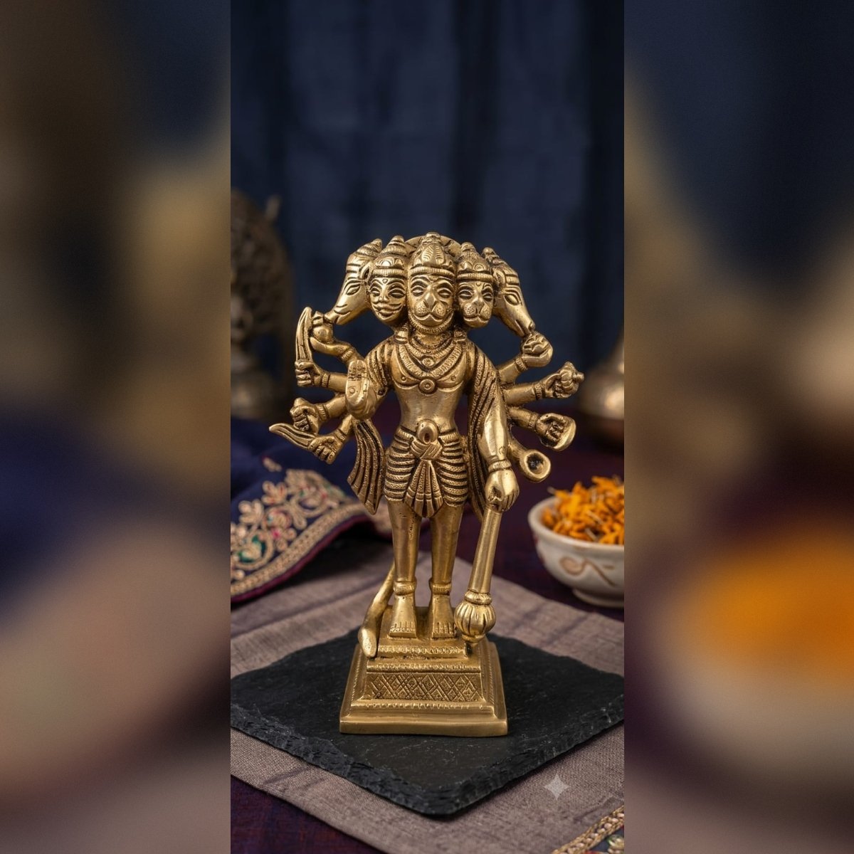 Panchamukhi Hanuman Brass Idol – 5-Faced - Image 2